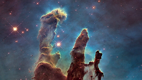 stars, Pillars of Creation, nebula, space, HD wallpaper HD wallpaper