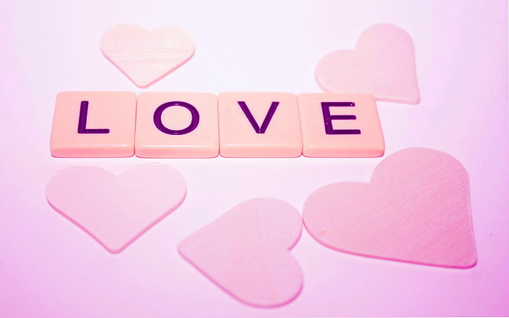 Cubes Hearts Love Playing, brown love scrabble piece, Love, , pink, heart, HD wallpaper