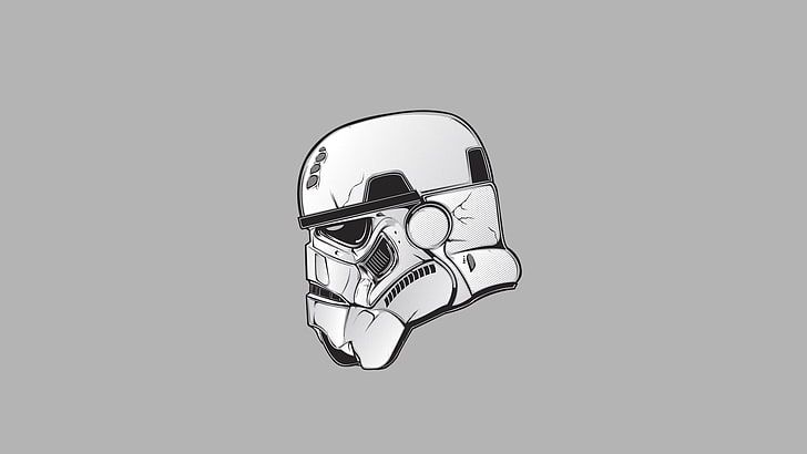 Star Wars Storm Trooper ورق الجدران ، حرب النجوم ، ستورم تروبر ، خلفية رمادية ، خلفية بسيطة ، خوذة، خلفية HD