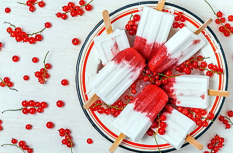 jedzenie, czerwone, jagody, lody popsicle, Tapety HD HD wallpaper