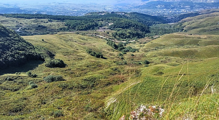 paisagem, colinas, verde, grama, Kislovodsk, HD papel de parede