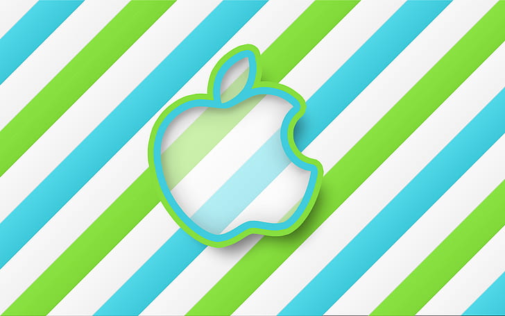 Green Stripes Apple HD, logo apel, hijau, apple, stripes, Wallpaper HD