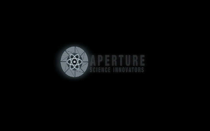 Aperture logo, Portal 2, Portal (juego), Aperture Laboratories, videojuegos, fondo simple, fondo negro, Fondo de pantalla HD