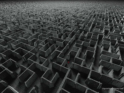 grå labyrint digital tapet, labyrint, svart, HD tapet HD wallpaper