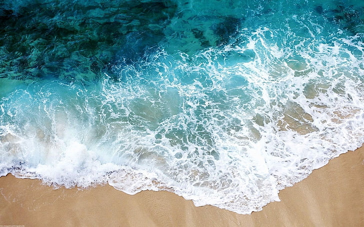 seashore, beach, sea, sand, water, transparent, purity, freshness, foam, HD wallpaper