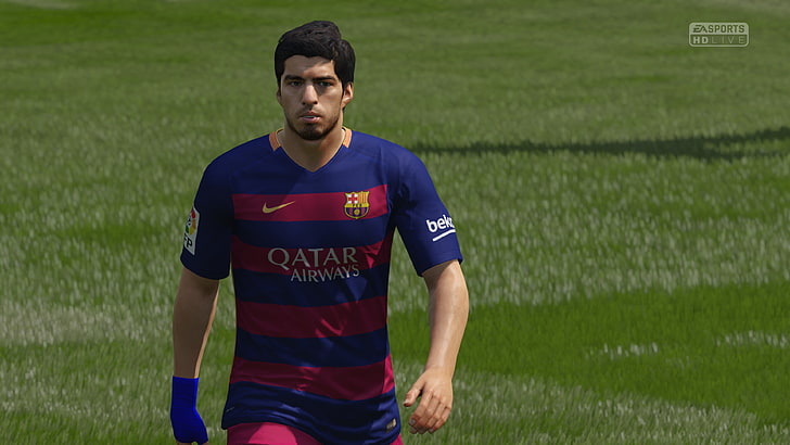 soccer game application screenshot, Luis Suarez, footballers, video games, ball, soccer, FIFA 16, HD wallpaper