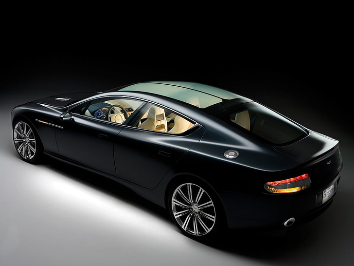 черный седан, Aston Martin, Rapide, 2006, концепт-кар, черный, вид сбоку, стиль, HD обои