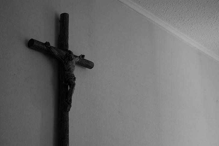 hitam dan putih, kristus, salib, tuhan, yesus, religius, Wallpaper HD