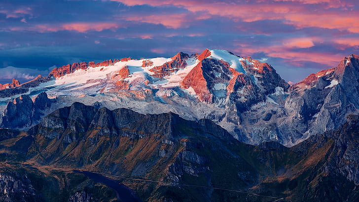 gunung, gletser, puncak, Gletser Marmolada, Italia, Wallpaper HD