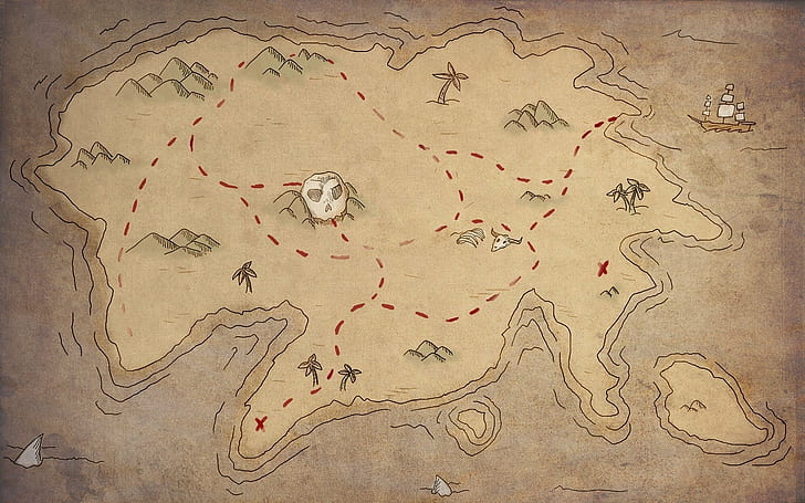 map, Treasure, HD wallpaper