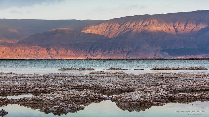 Formacje solne, Morze Martwe, Izrael, przyroda, Tapety HD