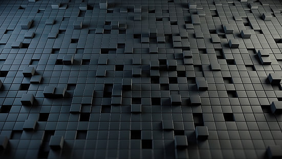 svart kub digital tapet, abstrakt, mönster, 3D, HD tapet HD wallpaper