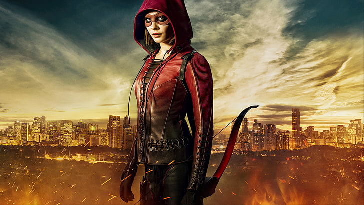 Thea Queen wallpaper, Girl, City, Red, Clouds, Sky, Fire, Hero, Beautiful, Flame, the, Wallpaper, Super, Year, EXCLUSIVE, Weapons, Arrow, DC Comics, TV Series, Willa Holland, Movie, Mask, Film, Adventure, Armor, Buildings, Sci-Fi, Leather, Warner Bros. Pictures, Bow, Crime, Superhero, Mystery, Drama, Archery, Thea Queen, 2015, Speedy, Red Arrow, Season 4, CW TV, S04, Starling, HD wallpaper
