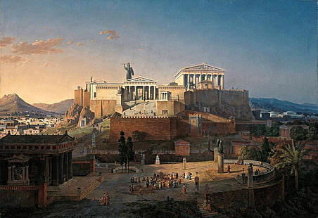 Forntida grekisk skulptur, målning, metropol, HD tapet HD wallpaper