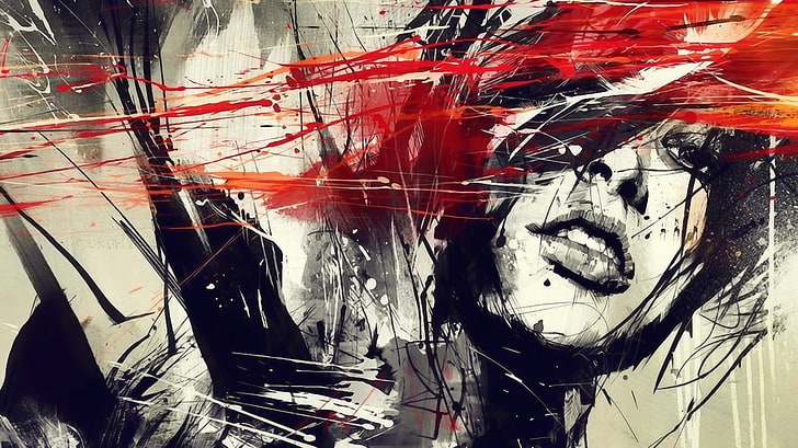 person's face illustration, abstract, face, artwork, women, HD wallpaper