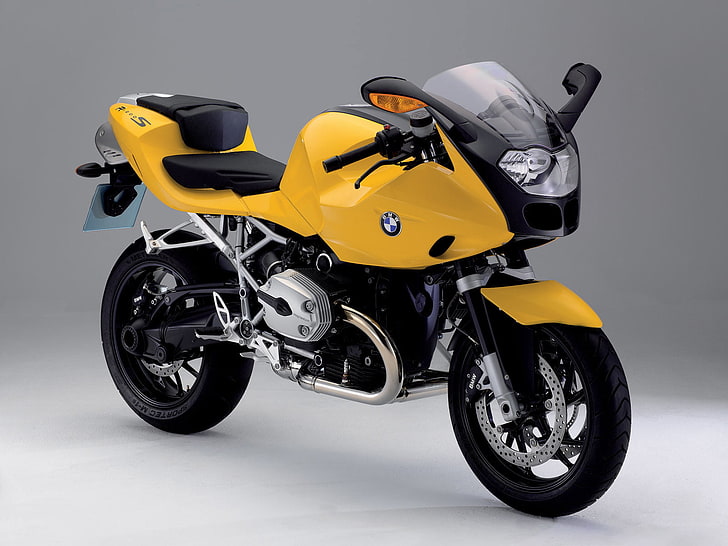 BMW R 1200 S Yellow, motor sport BMW kuning, Sepeda Motor, BMW, yellow, Wallpaper HD