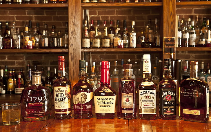 alcohol, bottles, whiskey, HD wallpaper