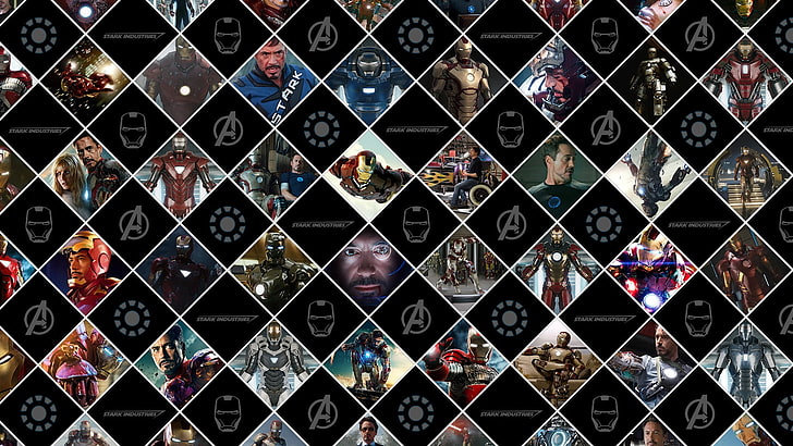 karpet area hitam, putih, dan merah, Iron Man, Tony Stark, Robert Downey Jr., superhero, Marvel Comics, Marvel Cinematic Universe, The Avengers, Stark Industries, Wallpaper HD