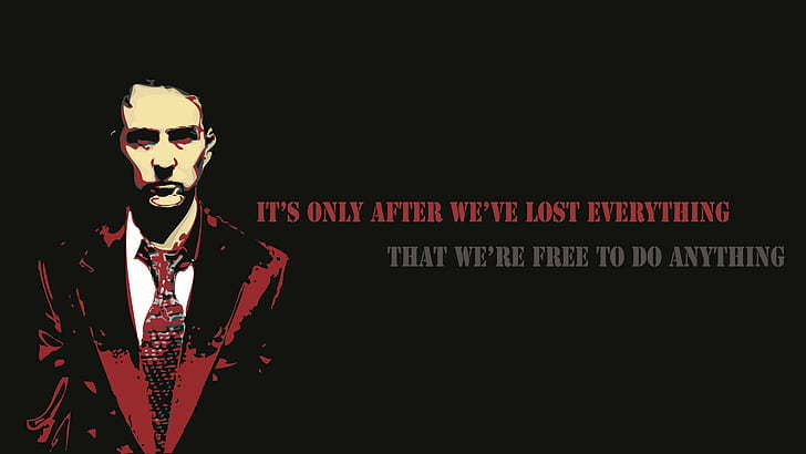 Fight Club – Do Anything HD, black, do anything, fight club, inspirational, lost everything, movie, quote, HD wallpaper
