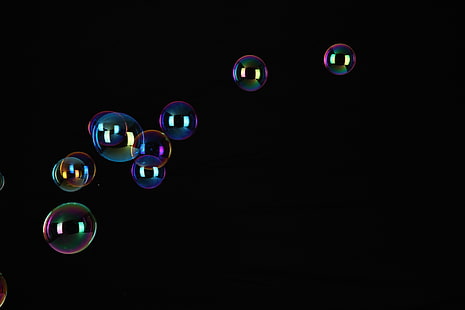 bolhas em fundo preto, bolhas, sabão, fundo preto, HD papel de parede HD wallpaper