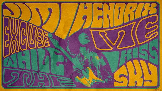 Jimi Hendrix HD, jumihendrix com licença white the kiss sky poster, música, jimi, hendrix, HD papel de parede HD wallpaper