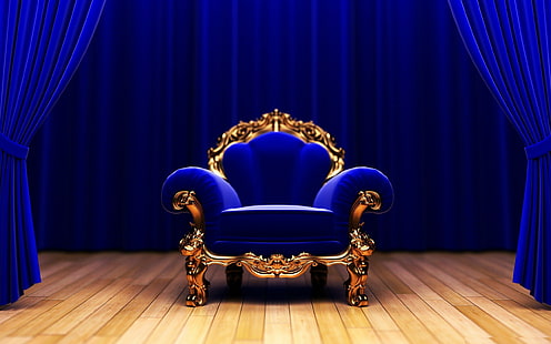armchair, blue, couch, king, studio, HD wallpaper HD wallpaper