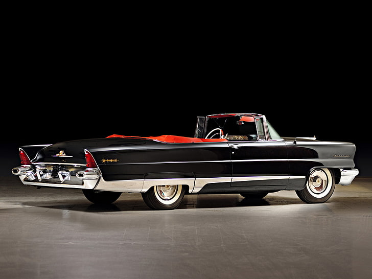 black and white coupe die-cast model, 1956 Lincoln, car, vehicle, Oldtimer, black cars, HD wallpaper