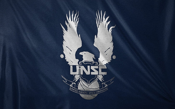 white eagle-printed flag, UNSC, flag, Halo, HD wallpaper