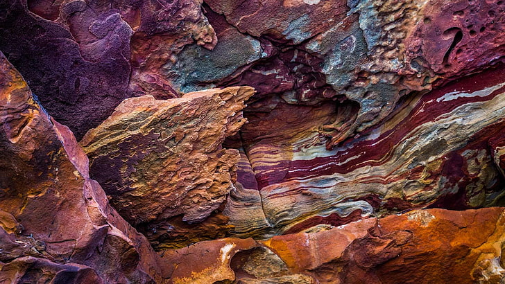 abstract painting, abstract, photography, rock, nature, colorful, rock formation, Australia, national park, HD wallpaper