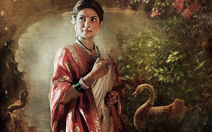 Kashibai Bajirao Mastani Movie, Priyanka Chopra painting, Movies, Bollywood Movies, bollywood, movie, priyanka chopra, 2016, HD wallpaper