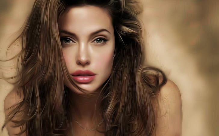 Angelina Jolie Look Art, potret angelina jolie, aktris, aktris hollywood, selebriti, cantik, Wallpaper HD