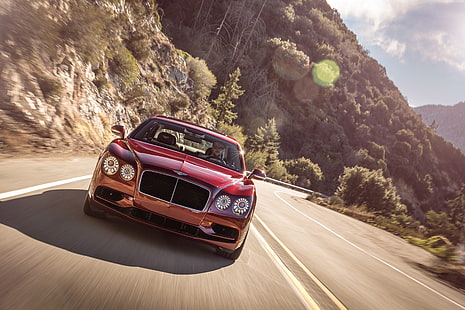 Bentley Flying Spur V8 S, Luxus, Genfer Automobilsalon 2016, rot, HD-Hintergrundbild HD wallpaper