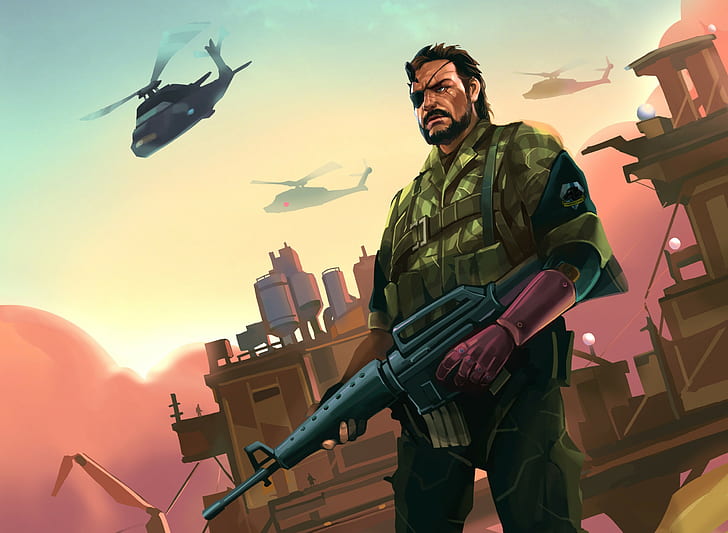 Big Boss, Metal Gear Solid V: The Phantom Pain, video games, artwork, Metal Gear Solid, Metal Gear, HD wallpaper