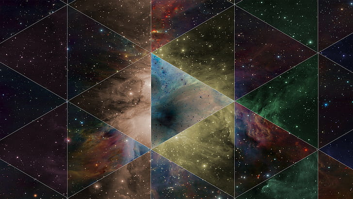 Stars Triangle Abstract HD, outer space diagonal artwork, abstract, digital/artwork, stars, triangle, HD wallpaper