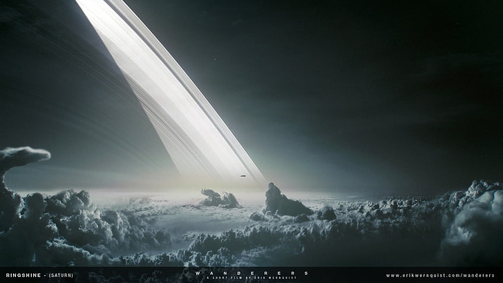 fondo de pantalla del espacio exterior, nave volando por encima de las nubes, espacio, galaxia, Luna, planeta, naturaleza, paisaje, Wanderers, arte digital, Fondo de pantalla HD