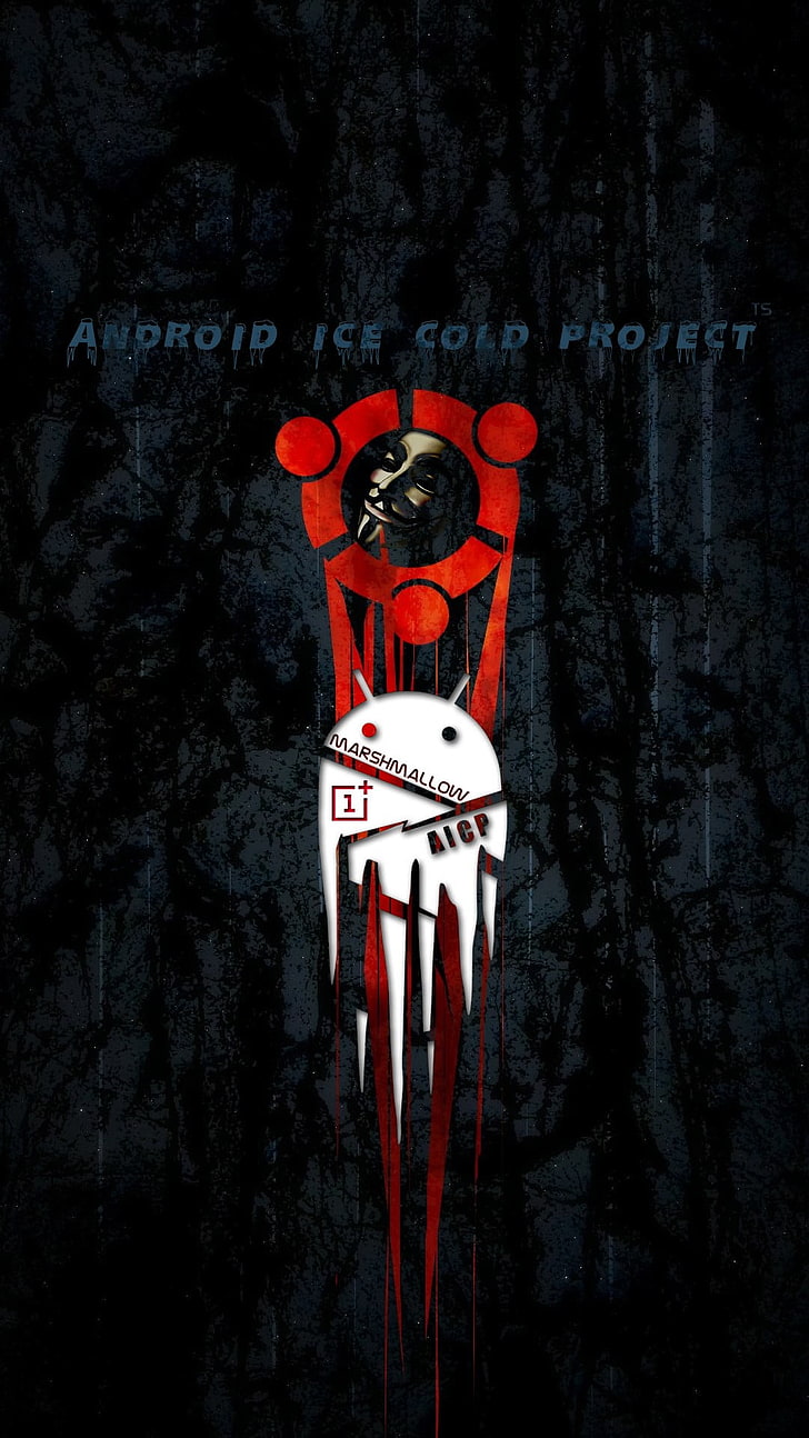 Logo Android ICe Cold Project, aicp, Android Marshmallow, Oneplus One, oneplus, Anonimo, Sfondo HD, sfondo telefono