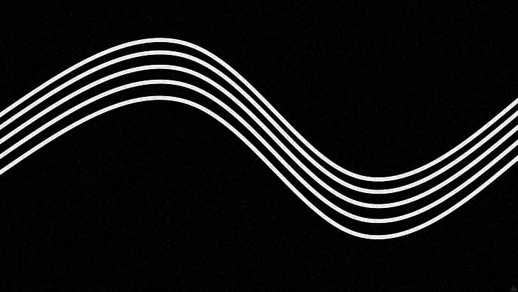 monocromo, formas de onda, líneas, minimalismo, Fondo de pantalla HD