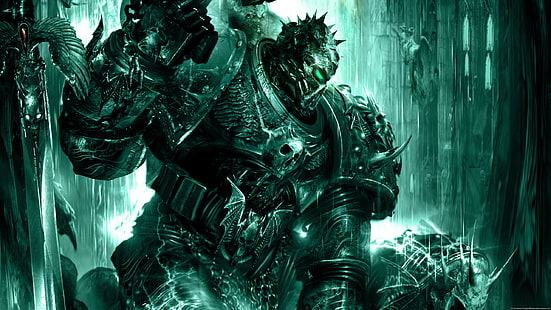 gray skull robot wallpaper, warhammer 40000, space Marines, apostates, lords of the night, traitors, HD wallpaper HD wallpaper