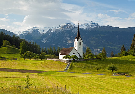 Switzerland, 8k, meadows, mountains, 4k, 5k, Alps, HD wallpaper HD wallpaper