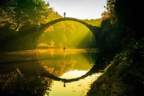Stworzone przez człowieka, Most Diabła, Most, Niemcy, Odbicie, Rzeka, Tapety HD HD wallpaper