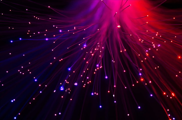 papel tapiz digital con luz de cuerda, luces de fibra óptica rojas, fibra óptica, bokeh, luces, macro, rojo, abstracto, brillante, Fondo de pantalla HD