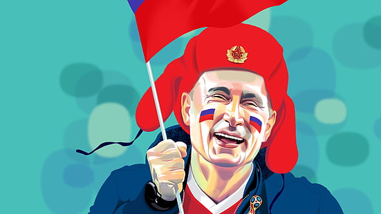 Face, Putin, President, Vladimir Putin, President of Russia, 2018, World Cup, Happy, Fan, Ushanka, Putin Vladimir Vladimirovich, World Cup 2018, World Cup 2018, HD tapet HD wallpaper