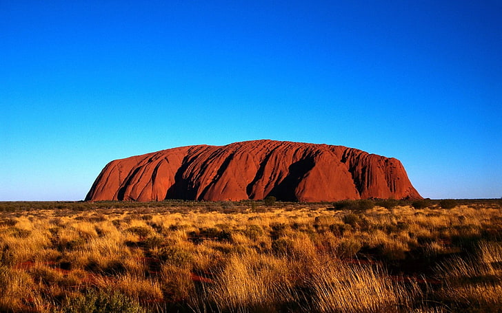 кафяв и черен флорален текстил, Ayers Rock, Uluru, пейзаж, Австралия, скала, HD тапет