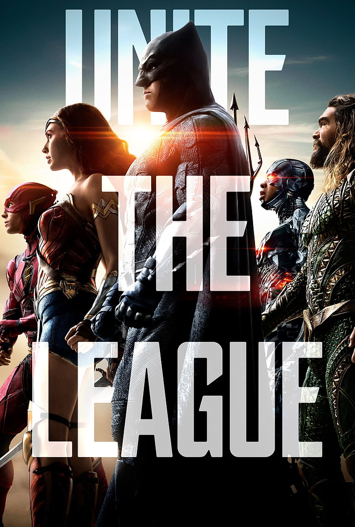 Justice League (2017), Batman, Wonder Woman, Flash, Cyborg (DC Comics), Aquaman, porträttdisplay, HD tapet, telefon tapet