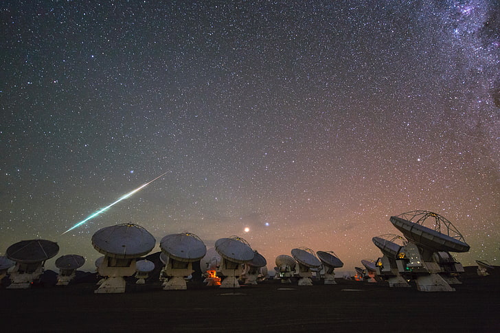 космос, вселенная, звезды, обсерватория ALMA, метеоры, пустыня Атакама, HD обои