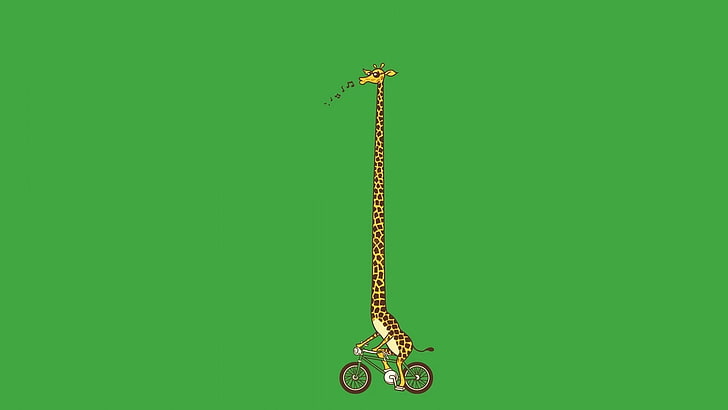 giraffe illustration, giraffes, minimalism, bicycle, HD wallpaper