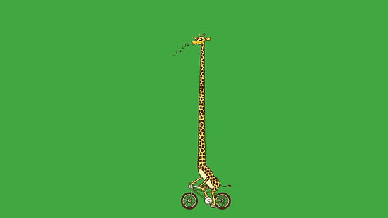 illustrazione di giraffa, giraffe, minimalismo, bicicletta, Sfondo HD HD wallpaper