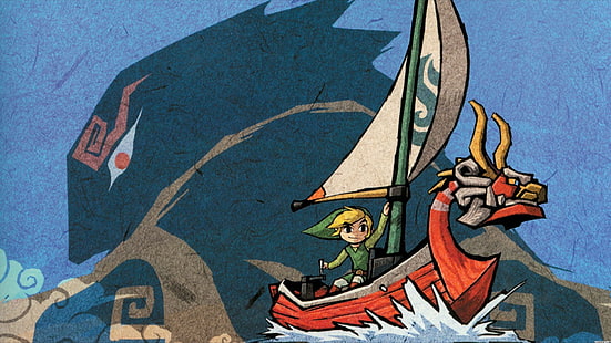 illustration de bateau rouge, Zelda, la légende de Zelda: Wind Waker, la légende de Zelda, lien, Ganondorf, filigrane, Fond d'écran HD HD wallpaper
