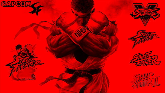 street, Ryu (Street Fighter), Capcom, red, street figther v, Tapety HD HD wallpaper