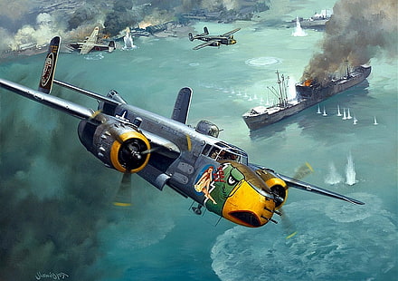 軍用機航空機第二次世界大戦ミッチェルb 25、 HDデスクトップの壁紙 HD wallpaper